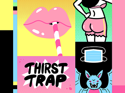 Thirst Trap butt icons illustration marketing mouth