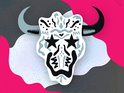 Palm Springs cowskull desert illustration skull