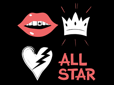 All Star Shirt heart icons mouth shirt smile teeth