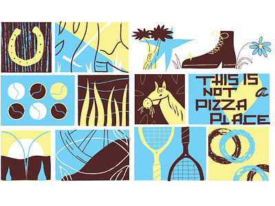 Store design concepts flower horse icons mural pizza tennis