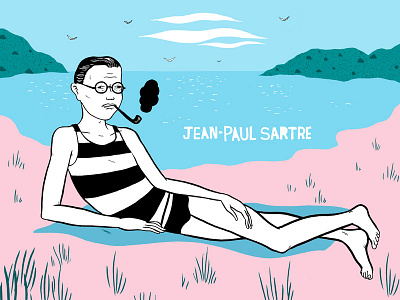 Famous Authors Swimsuit Calendar beach sartre swimsuit writers