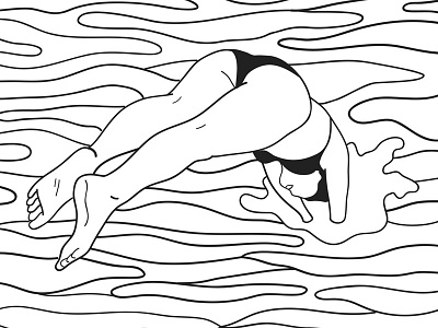 Dive sketch diving summer swimming