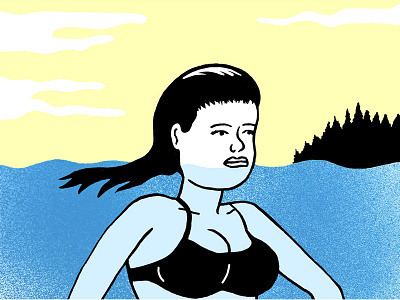 Summer sketch illustration landscape swim