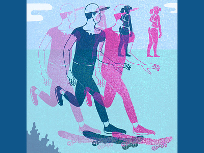 Skating illustration landscape skateboarding skater