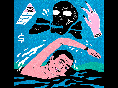 Diamond Nightclub editorial icons illustration skull swim