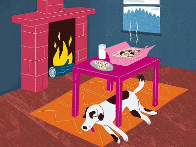 Christmas Card animation christmas dog dog food dog illustration fireplace winter