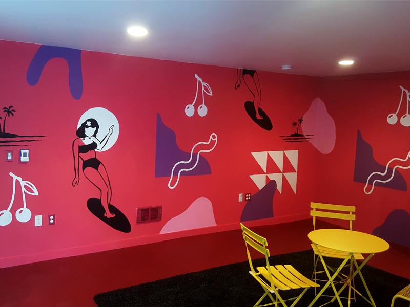 Surfer mural painting illustration pattern mural