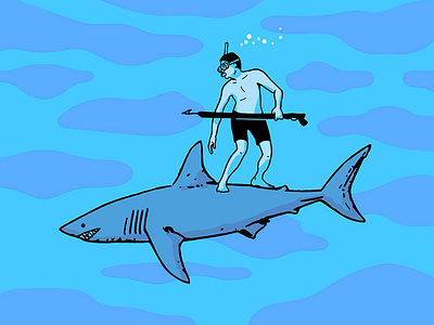 Shark Surfer illustration ocean scuba shark snorkler