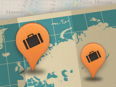 Location map pins for travel blog. blue location map map pin marker orange pin pins suitcase travel ui worldmap
