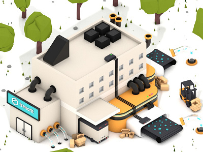 Encryption Factory 3d 3d art 3d artist cinema4d encrypt encryption factory illustration illustrator isometric isometric art isometric illustration isometry low poly low poly lowpoly lowpolyart minimal