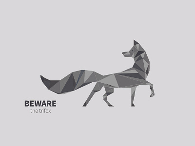 The Trifox abstract animal greyscale illustration scheme triangles