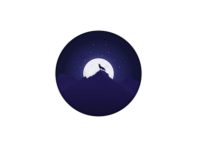 Wolf Hills circle circle illustration illustration mountains night wolf