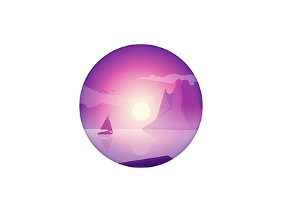 Mellow Sail boat circle circle illustration illustration lake sail sea sun sunrise sunset