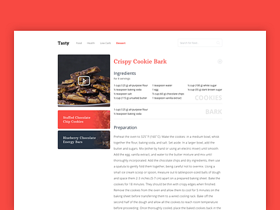 Tasty Recipe Concept application concept food grid interface nutrition recipe redesign tasty ui web