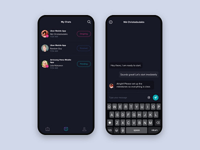 Messaging - Workapp app application branding chat chat app chatting clean dark design flat icon interface message messaging minimal simple typography ui user interface ux