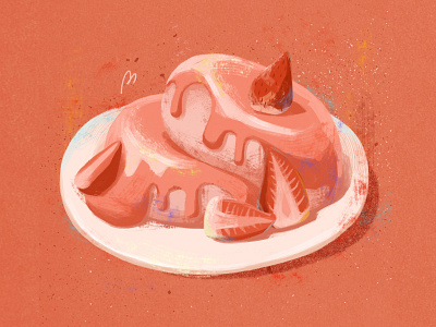 third dish：strawberry soufflé design illustration