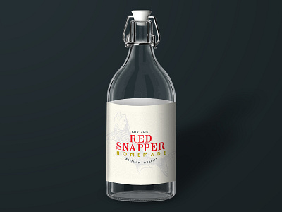 Red Snapper Vodka Bottle Mockup badge logo bloody mary bottle des moines design fish iowa mockup red snapper vodka