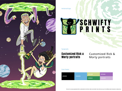 Schwifty Prints | Rick and Morty des moines ecommerce homepage illustraion illustrator logo logo design logodesign logos portrait portrait art rick and morty rickandmorty