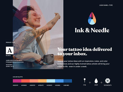 Tattoo Logo | Ink & Needle drip drop illustrator ink kneedle logo logo design logodesign multicolor pin segment segments tattoo tattoo logo