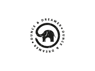 Dunce & Dreamer animal badge circle clothing crest elephant emblem monochrome stamp trunk