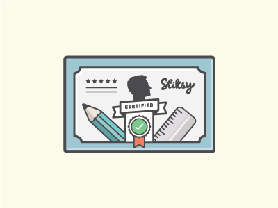 Stiksy Certificate badge certificate certified designer icon illustration stamp