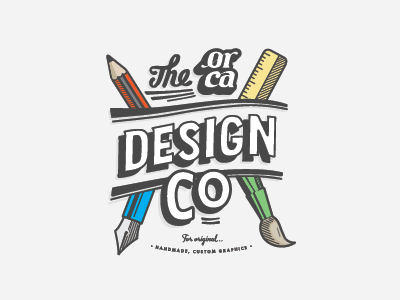 The Orca Design Badge advert custom fountain pen handmade illustration pencil ruler tools typography
