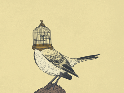 Caged art bird design digital art drawing illustration photoshop