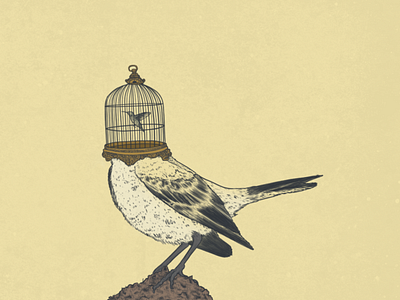 Caged art bird design digital art drawing illustration photoshop