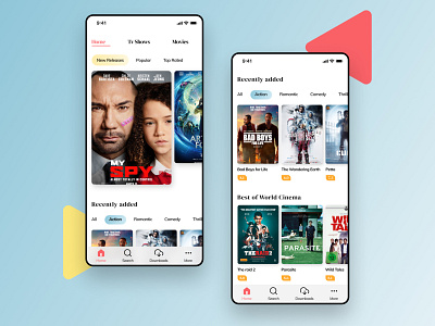 Movie mobile app 3d 3d art awesome cinema4d color colorful dailyui design figma figmadesign love mobile app movies netflix and chill popular prime trending ui uiux