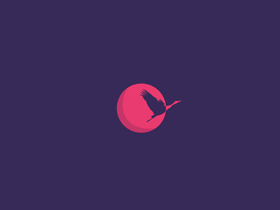Red moon crane