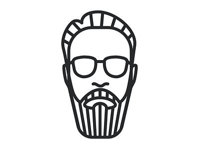 self portrait beard design geometric icon minimal selfie thicklines vecor vector