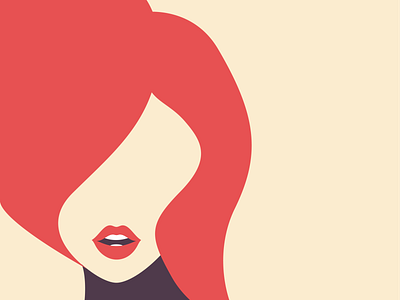 Red face flat design hair illustration illustrator love minimal negativespace vector woman