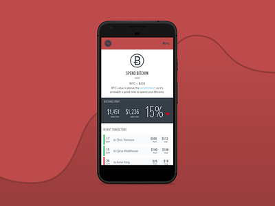 CoinConfident bitcoin dashboard hackathon mobile web app spending ui ux