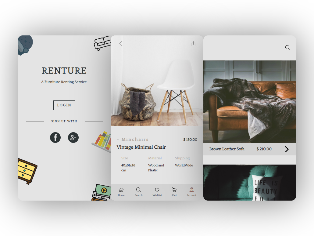 Renture A furniture renting app. by Ankit Thakur on Dribbble