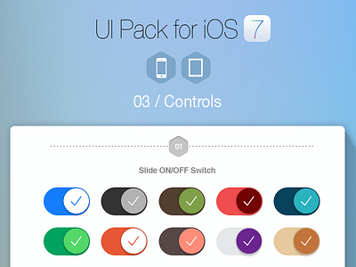 UI Pack for iOS 7 - Build Apps. Beautifully! button controls flat ios7 iphone navigation segment switches tabs ui ui kit