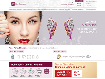 Web Design - Draft for Diamonds Company design diamond flat jewellery ui user interface webdesign website