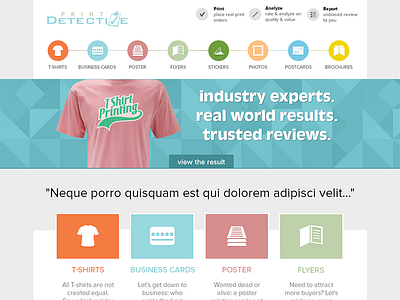 Print Detective - UI colourful flat homepage icons layouts t shirt ui user interface web website