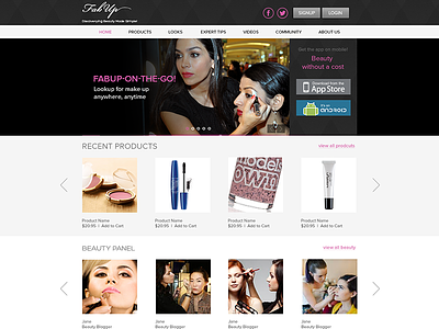 Layout Fashion Portal beauty fashion gallery lookup website makeup minimal social ui ux web