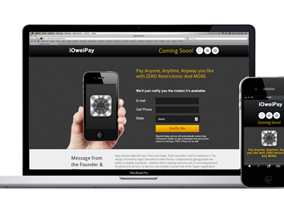 Responsive Landing Page app black interface ipad landing page mobile responsive web design