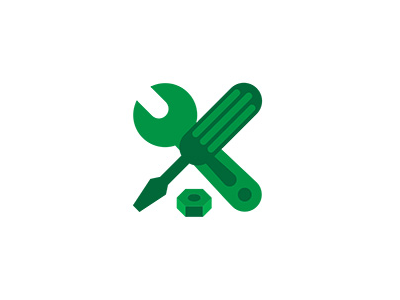Icon for web bolt green icon maintenance screwdriver settings simple tool