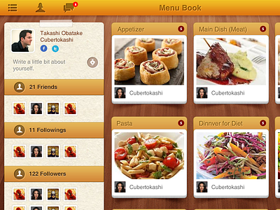 Menu Book clean food ipad ipad app menu orange restaurant app ui