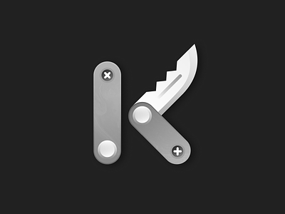 K-nife Logo branding dark k knife logo monochrome