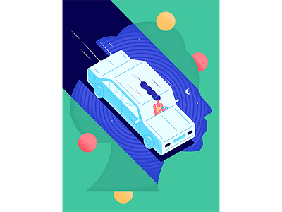 Illustration for Sante magazine car design graphic illustration isometric magazine print psychology texture vector woman