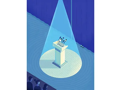 "The fear of public speaking" design graphic illustration isometric magazine psychology public speaking woman