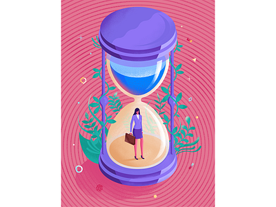 "Ahead of time" Illustration for Sante magazine design graphic hourglass illustration isometric magazine psychology texture woman