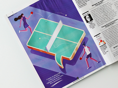 "The master of repartee" Illustration for Sante magazine illustration isometric magazine ping pong psychology sport table tennis woman