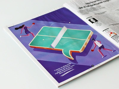 "The master of repartee" Illustration for Sante magazine illustration isometric magazine ping pong psychology sport table tennis woman