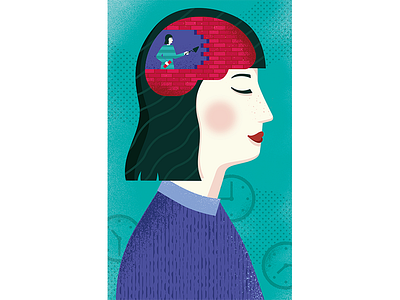 The changed brain brain illustration inspiration isometric texture time woman