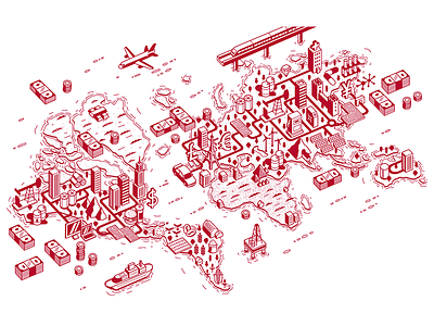 Illustrations for Capital magazine capital illustration isometric magazine print red world