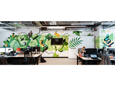 Good Looking Studio x MMC -mural for MTV | Viacom flower green illustration indiana jones mural office painting